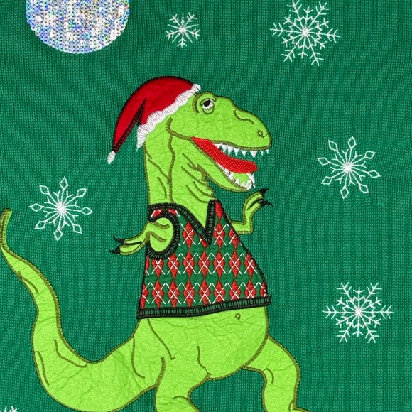 Christmas Sweater Jolly Sweaters T-Rex Ugly Christmas Sweater - Picture 3 of 5